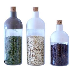 BIESSE Storage Container with Cork Lid Cap 2 Bottles